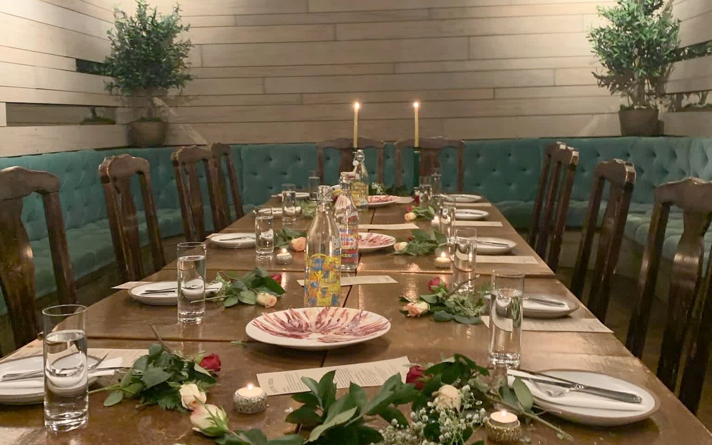 A private table dressed ahead of guests arriving